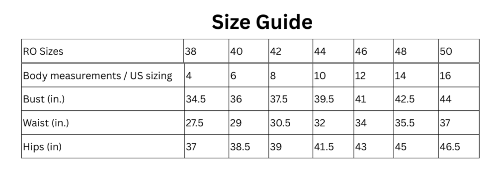 NISSA Size chart