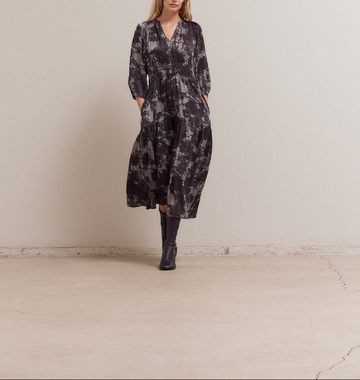 Fawn floral printed midi dress with 3/4 sleeves by GRADE & GATHER