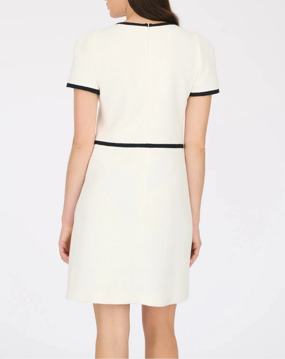 Weill Paris Short-Sleeved Bouclé Dress with Gold Buttons