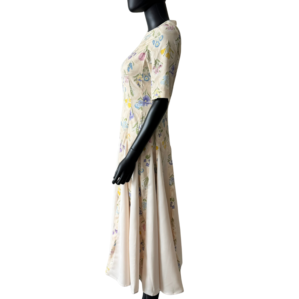 Yellow Mosaic Flower Midi Dress
