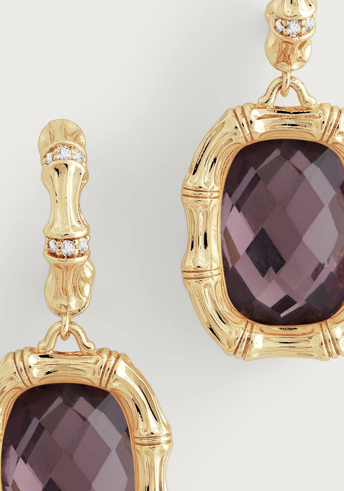 Bamboo With Stone Drop Earrings - BTK COLLECTIONS