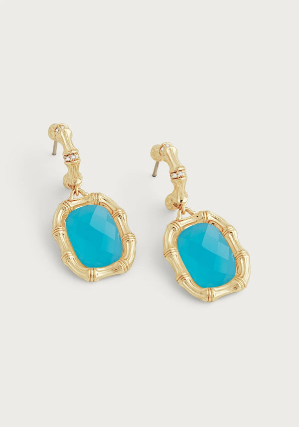 Bamboo With Stone Drop Earrings - BTK COLLECTIONS