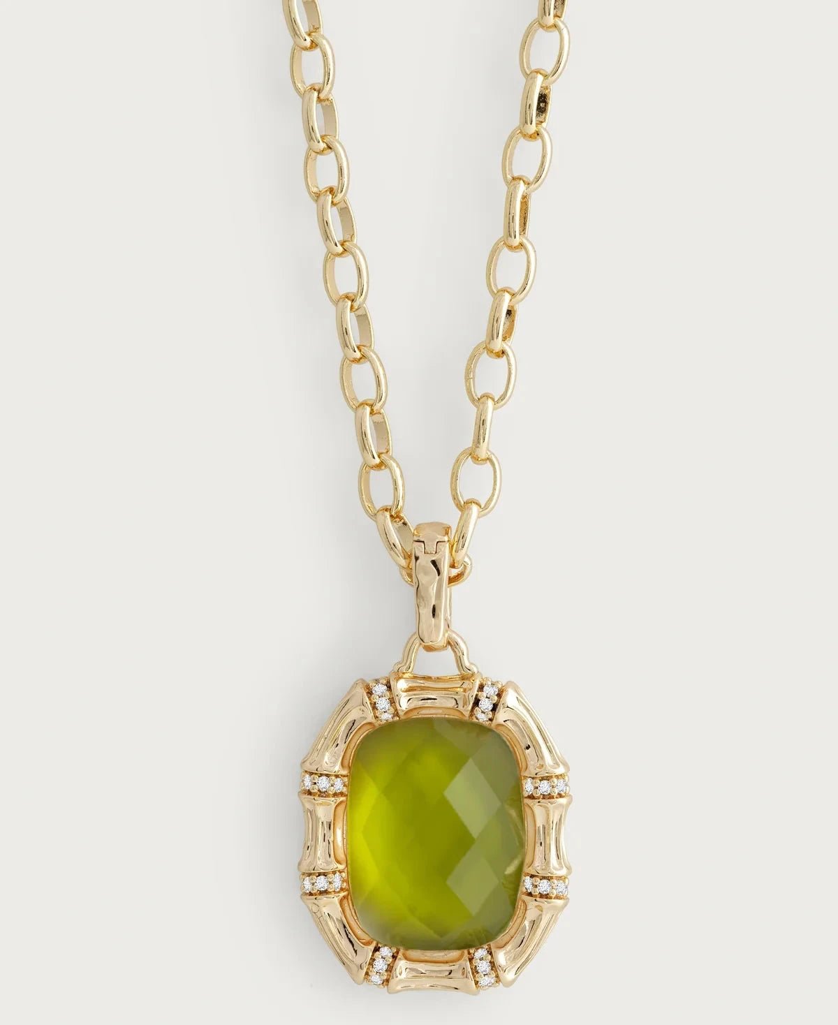 Bamboo With Stone Pendant Necklace - Gemstones - BTK COLLECTIONS