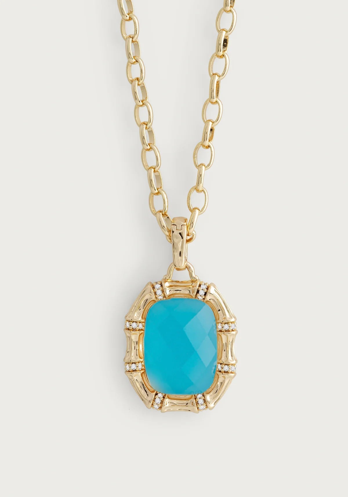 Bamboo With Stone Pendant Necklace - Gemstones - BTK COLLECTIONS