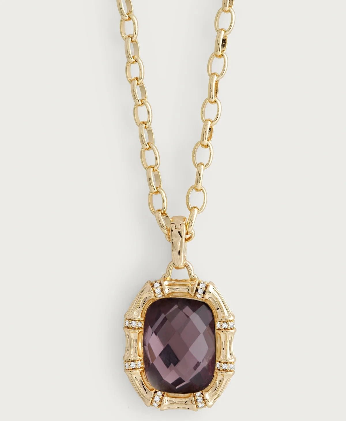 Bamboo With Stone Pendant Necklace - Gemstones - BTK COLLECTIONS