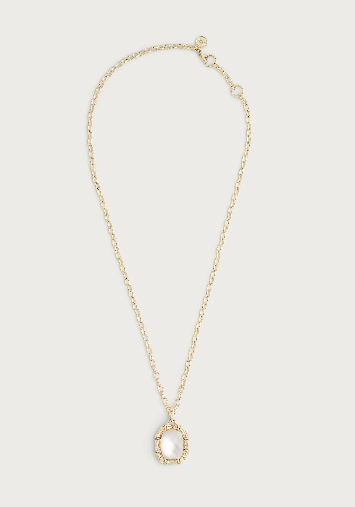 Bamboo With Stone Pendant Necklace - Mother Of Pearl - BTK COLLECTIONS