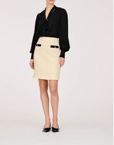 Beige Short Straight Skirt - BTK COLLECTIONS