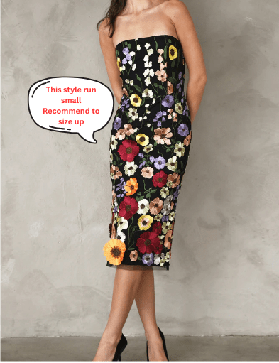 BETH 3D FLORAL SLEEVELESS MIDI DRESS - BTK COLLECTIONS