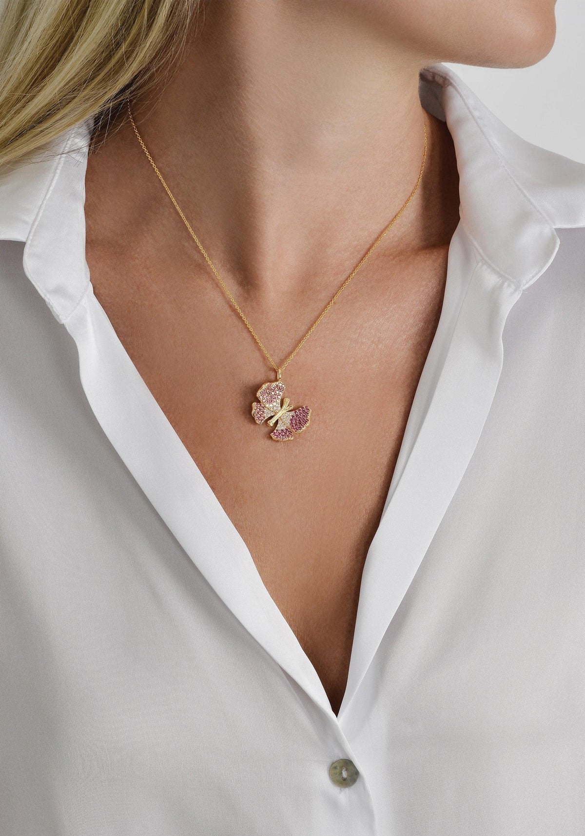 Butterfly Pink Pavé Necklace - BTK COLLECTIONS