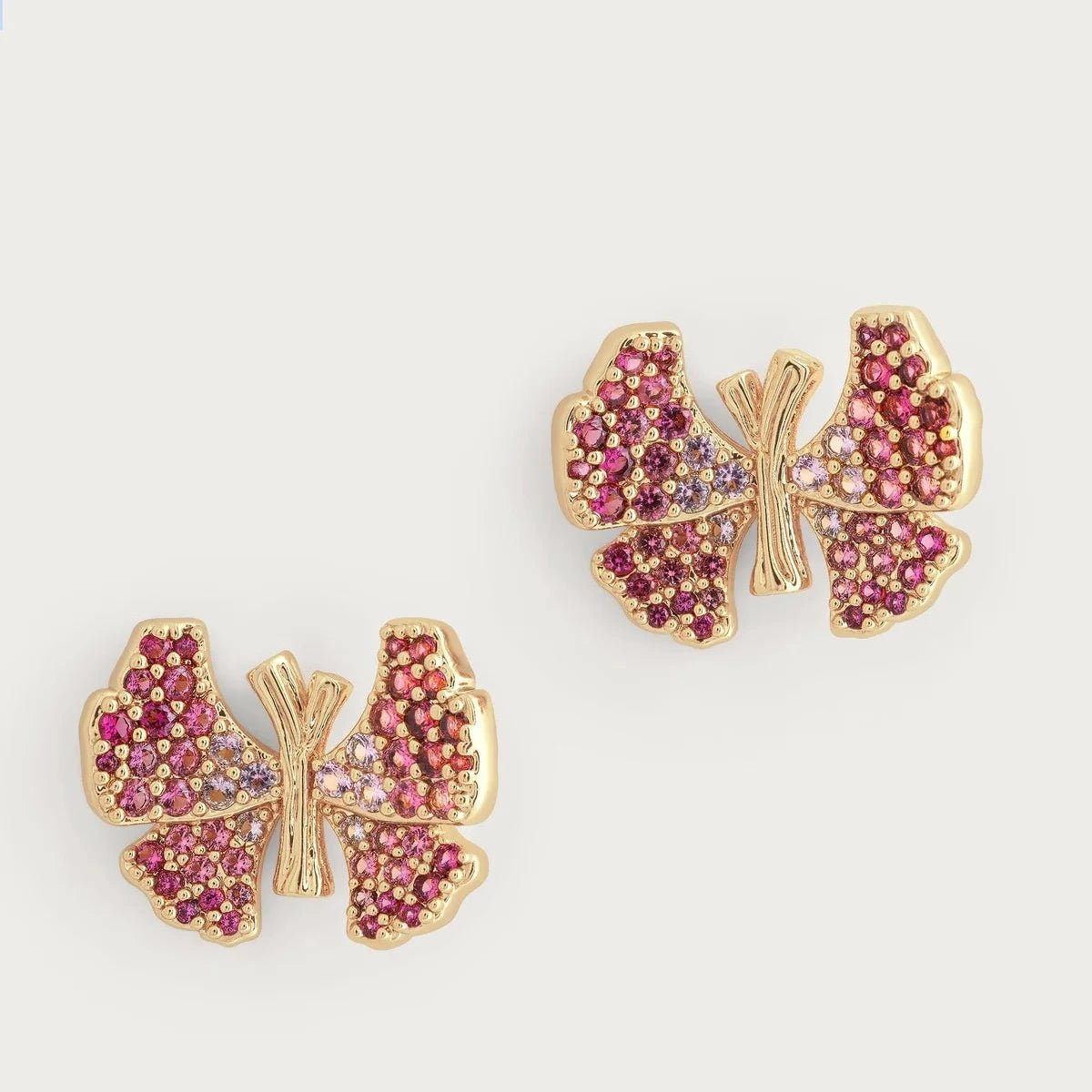 Butterfly Pink Pavé Stud Earrings - BTK COLLECTIONS