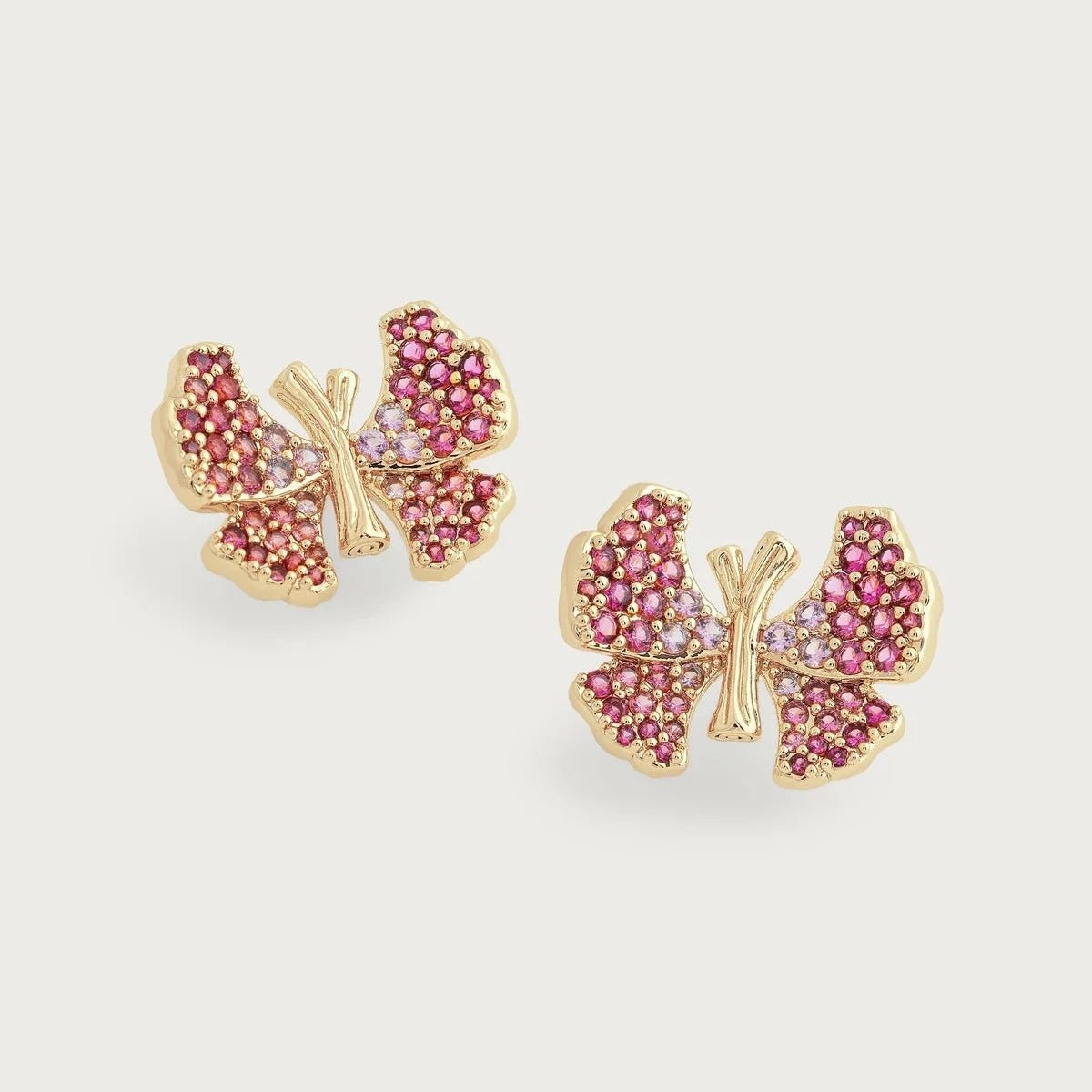 Butterfly Pink Pavé Stud Earrings - BTK COLLECTIONS