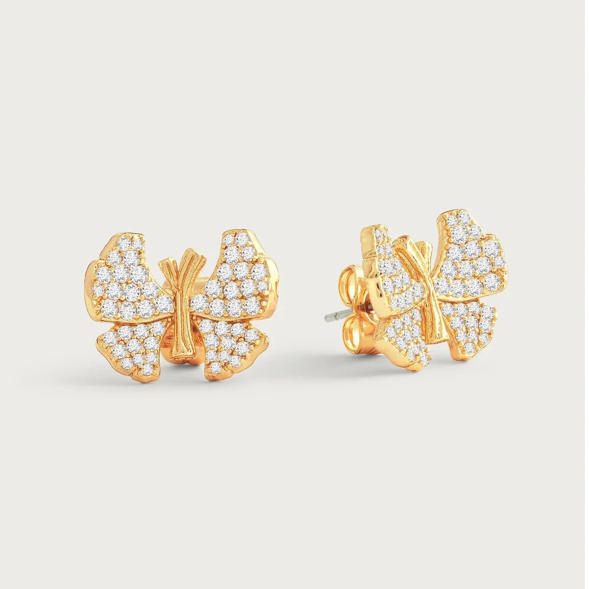 Butterfly White Pavé Stud Earrings - BTK COLLECTIONS