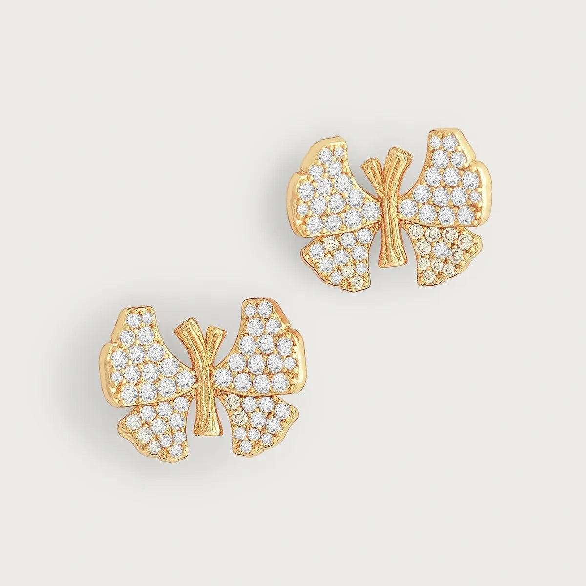 Butterfly White Pavé Stud Earrings - BTK COLLECTIONS