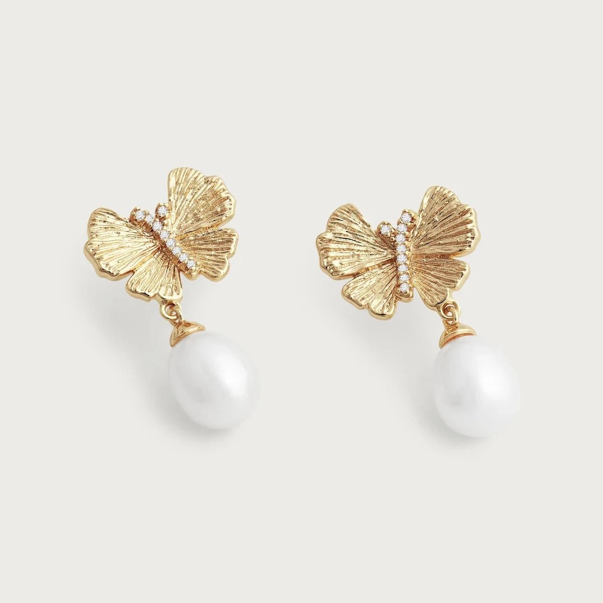 Butterfly With Pearl Drop Earrings - BTK COLLECTIONS