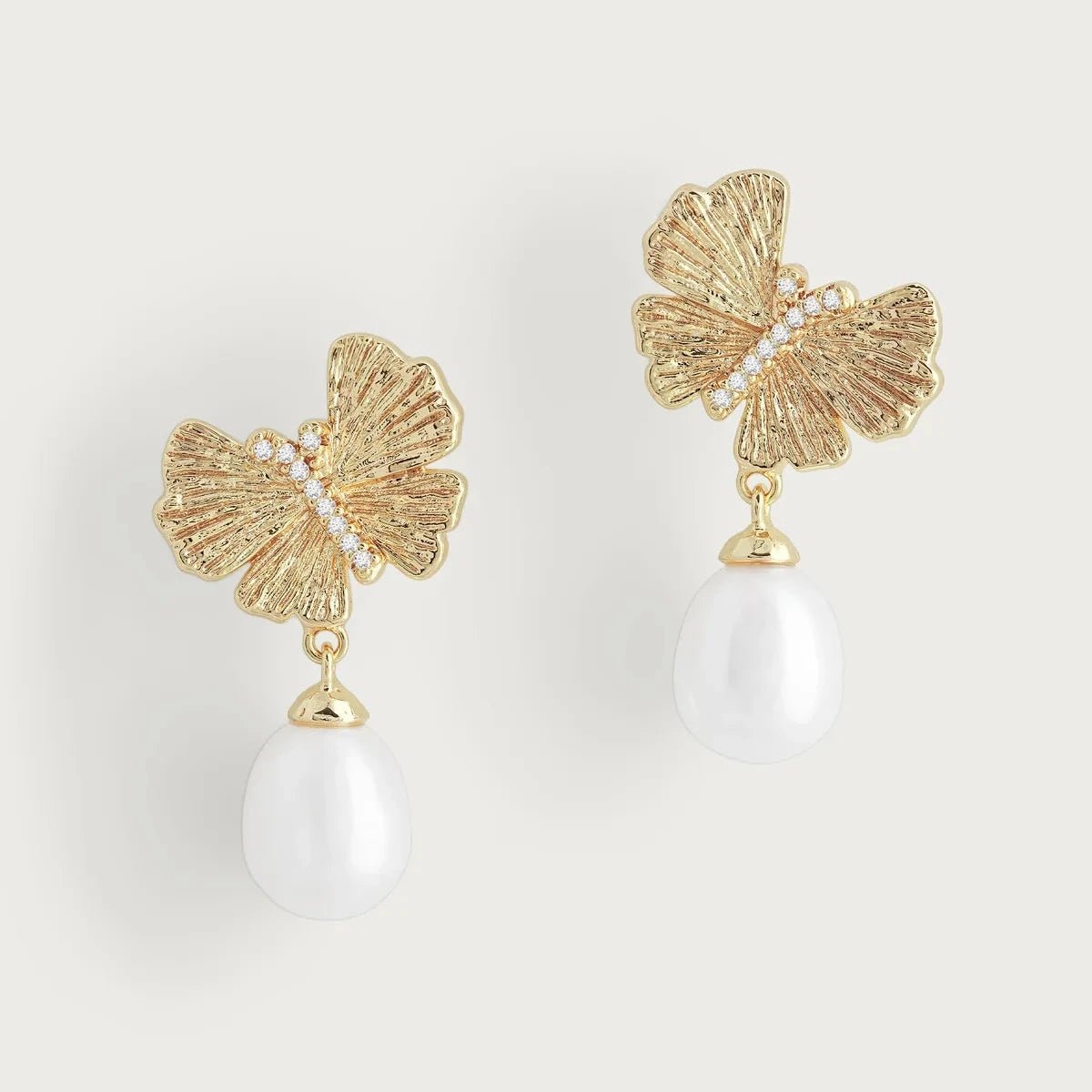 Butterfly With Pearl Drop Earrings - BTK COLLECTIONS