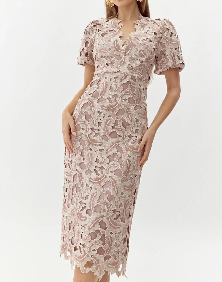 Chantelle Scalloped Lace Midi Dress - BTK COLLECTIONS