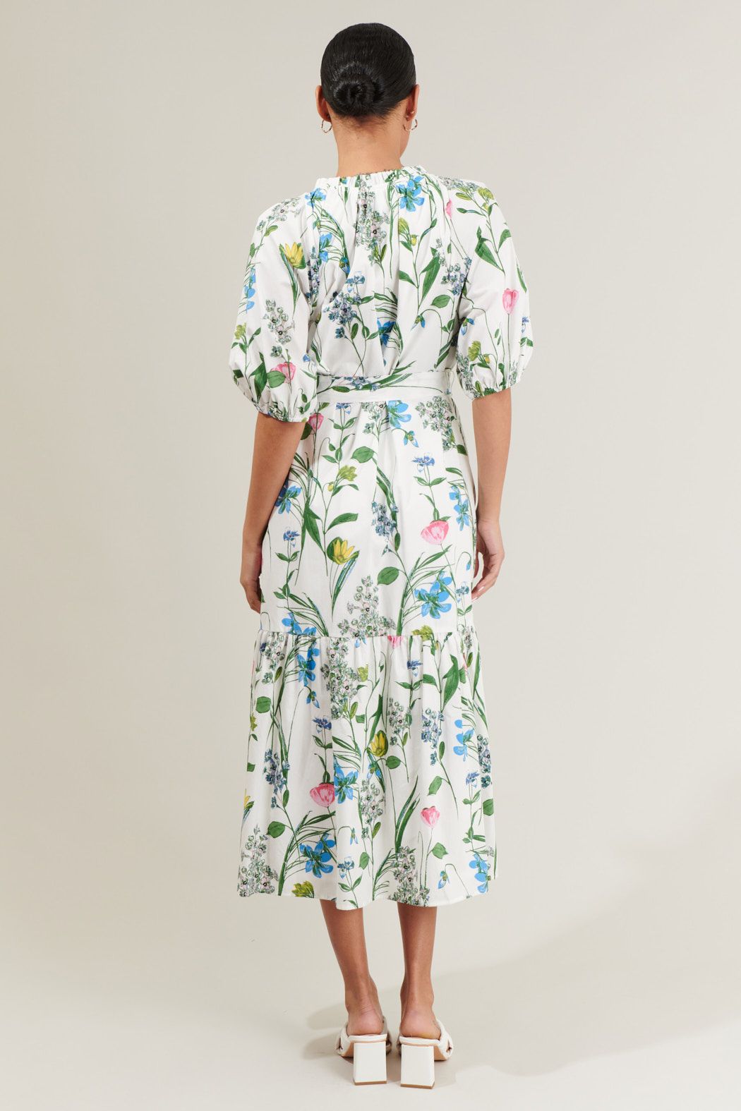 Clove Garden Floral Wynette Tiered Midi Dress - BTK COLLECTIONS