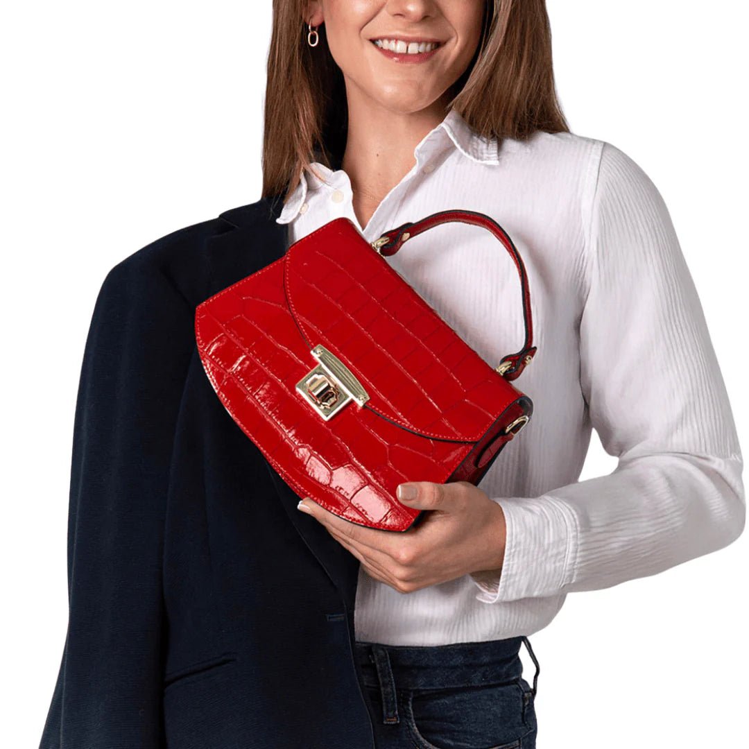 Croc - Embossed Leather Handbag - BTK COLLECTIONS