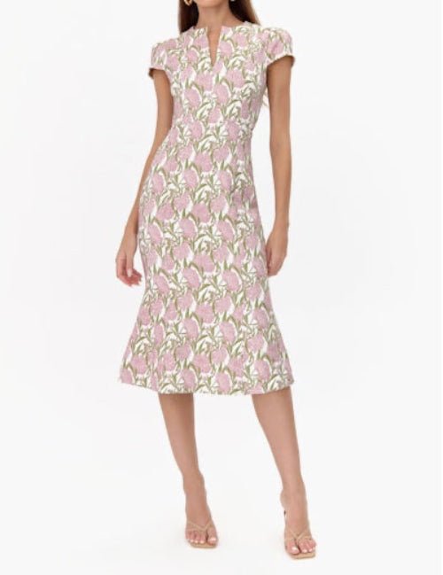 Eris Jacquard Cap Sleeve Midi Dress - BTK COLLECTIONS