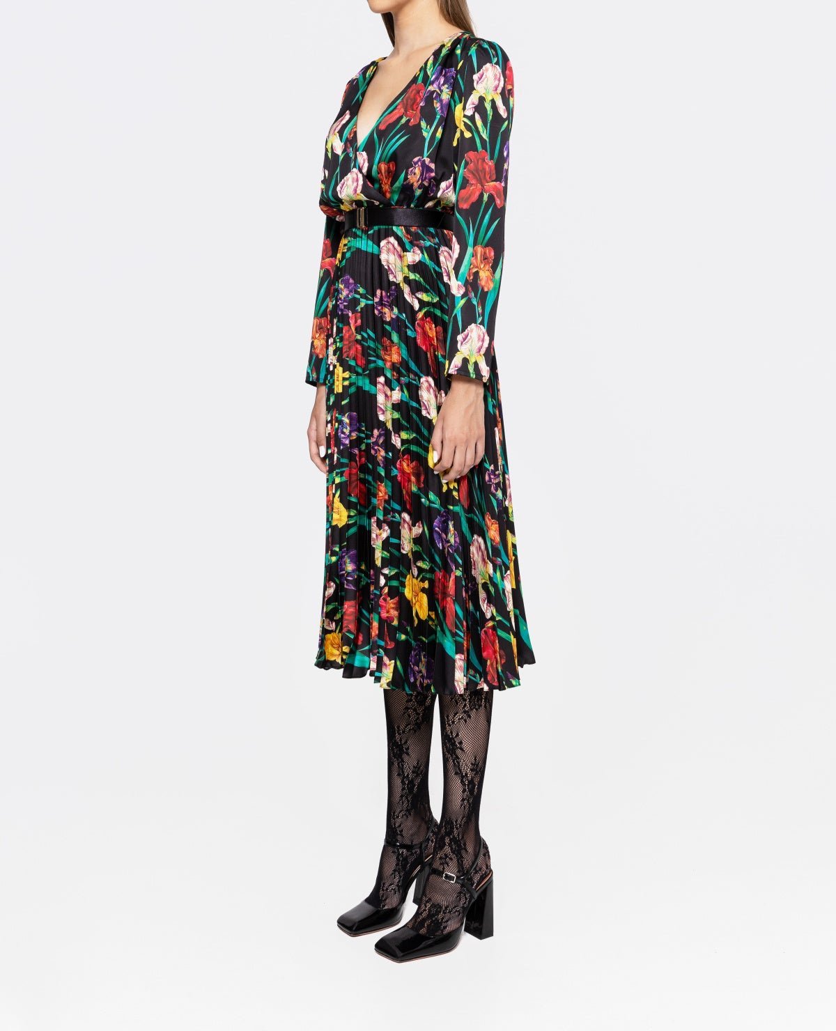 Floral Print Satin Midi Dress - BTK COLLECTIONS