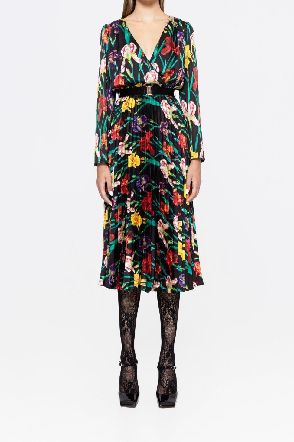 Floral Print Satin Midi Dress - BTK COLLECTIONS