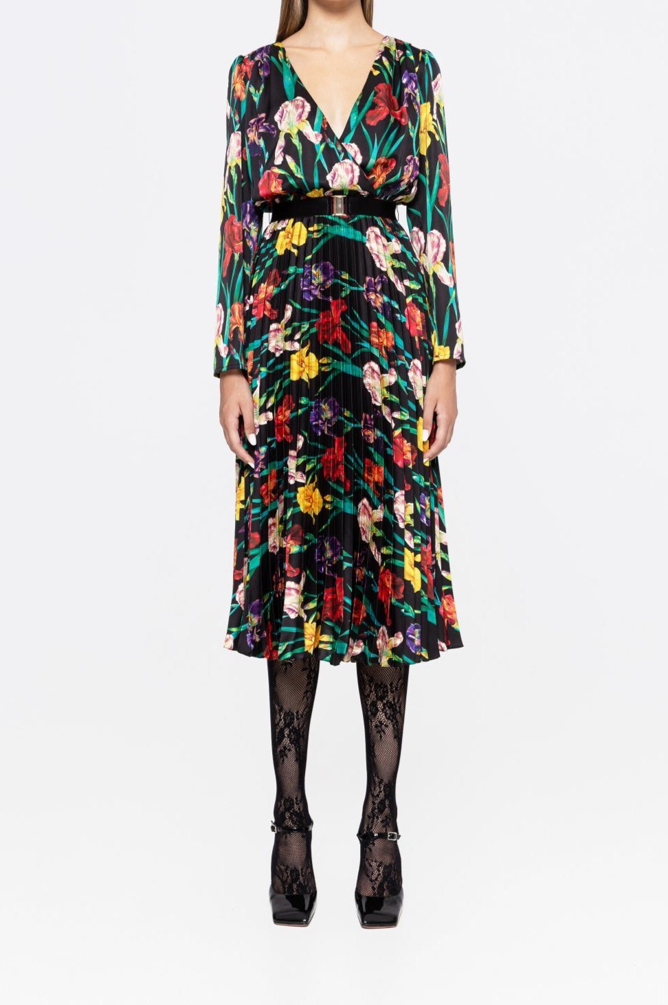 Floral Print Satin Midi Dress - BTK COLLECTIONS