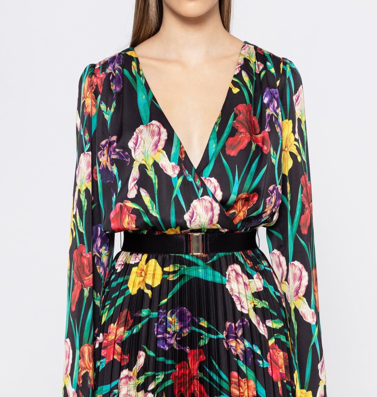 Floral Print Satin Midi Dress - BTK COLLECTIONS