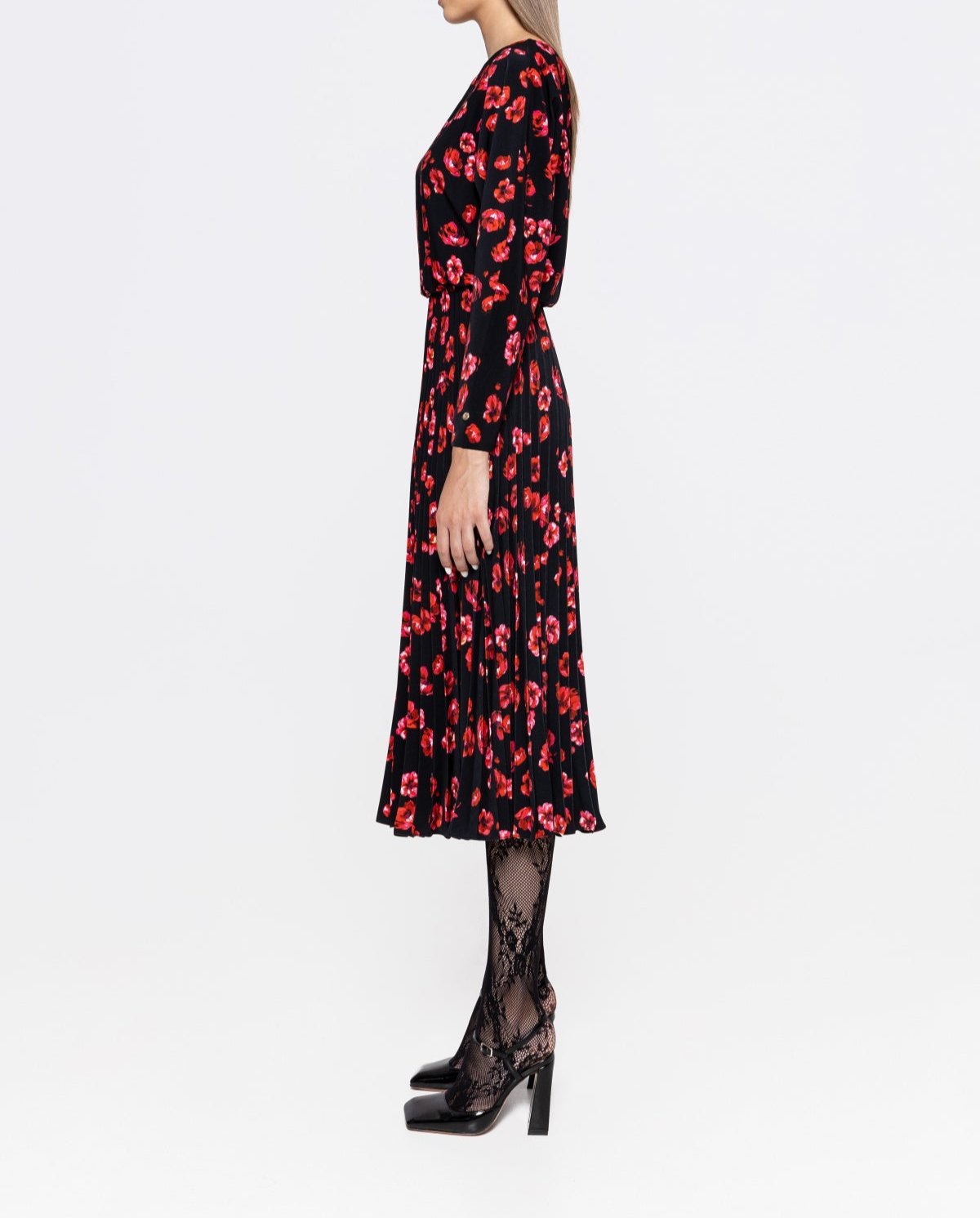 Floral Printed Pleated Midi Dress - BTK COLLECTIONS