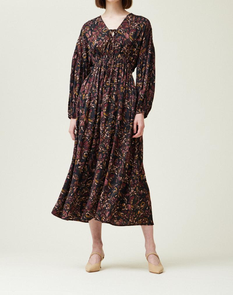 FLORAL PRINTED SATIN MIDI DRESS - BTK COLLECTIONS