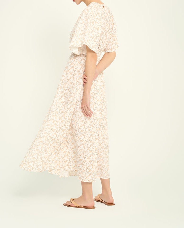 Floral Prints Kimono Sleeve Maxi Dress - BTK COLLECTIONS