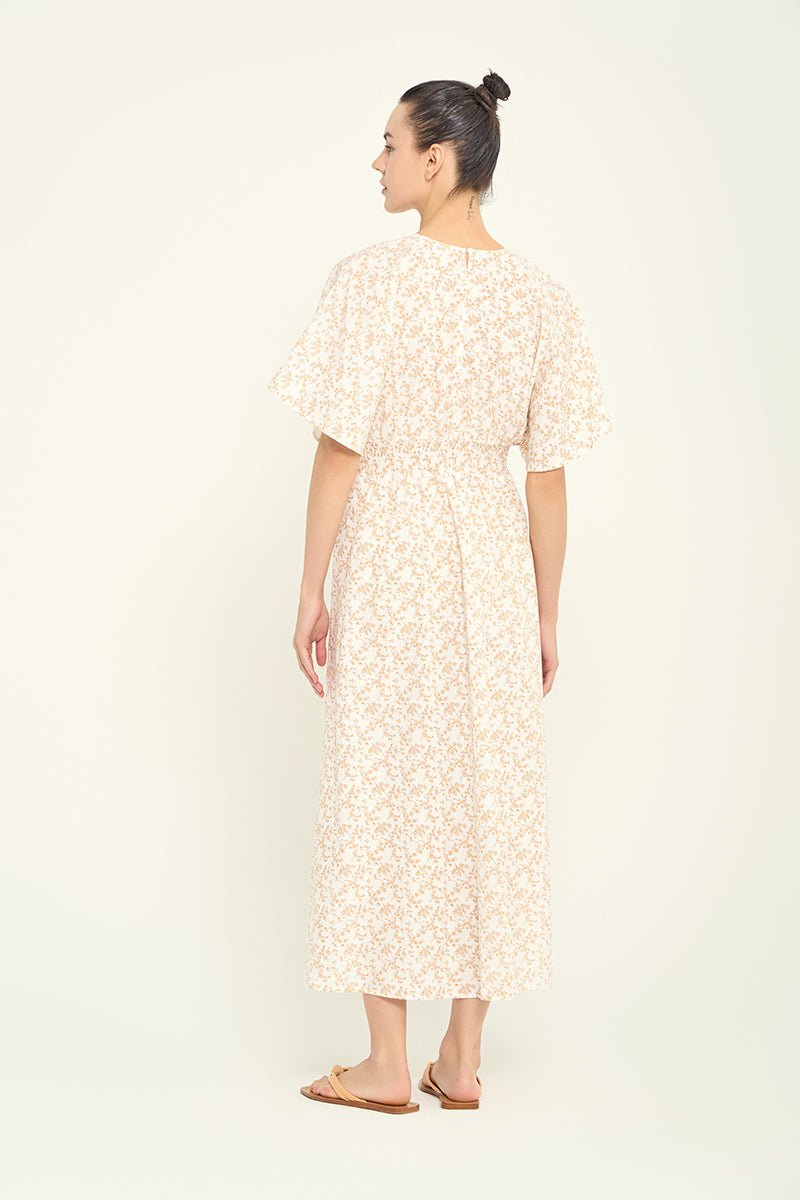 Floral Prints Kimono Sleeve Maxi Dress - BTK COLLECTIONS