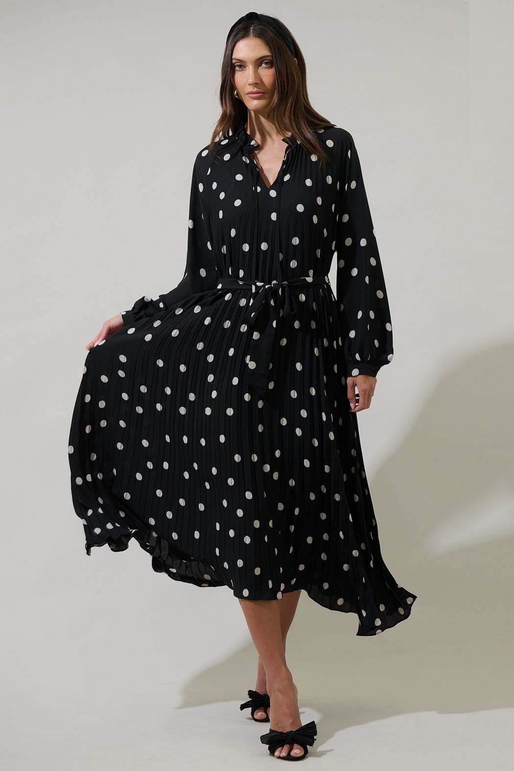 Kaline Polka Dot Marisa A - Line Midi Dress - BTK COLLECTIONS