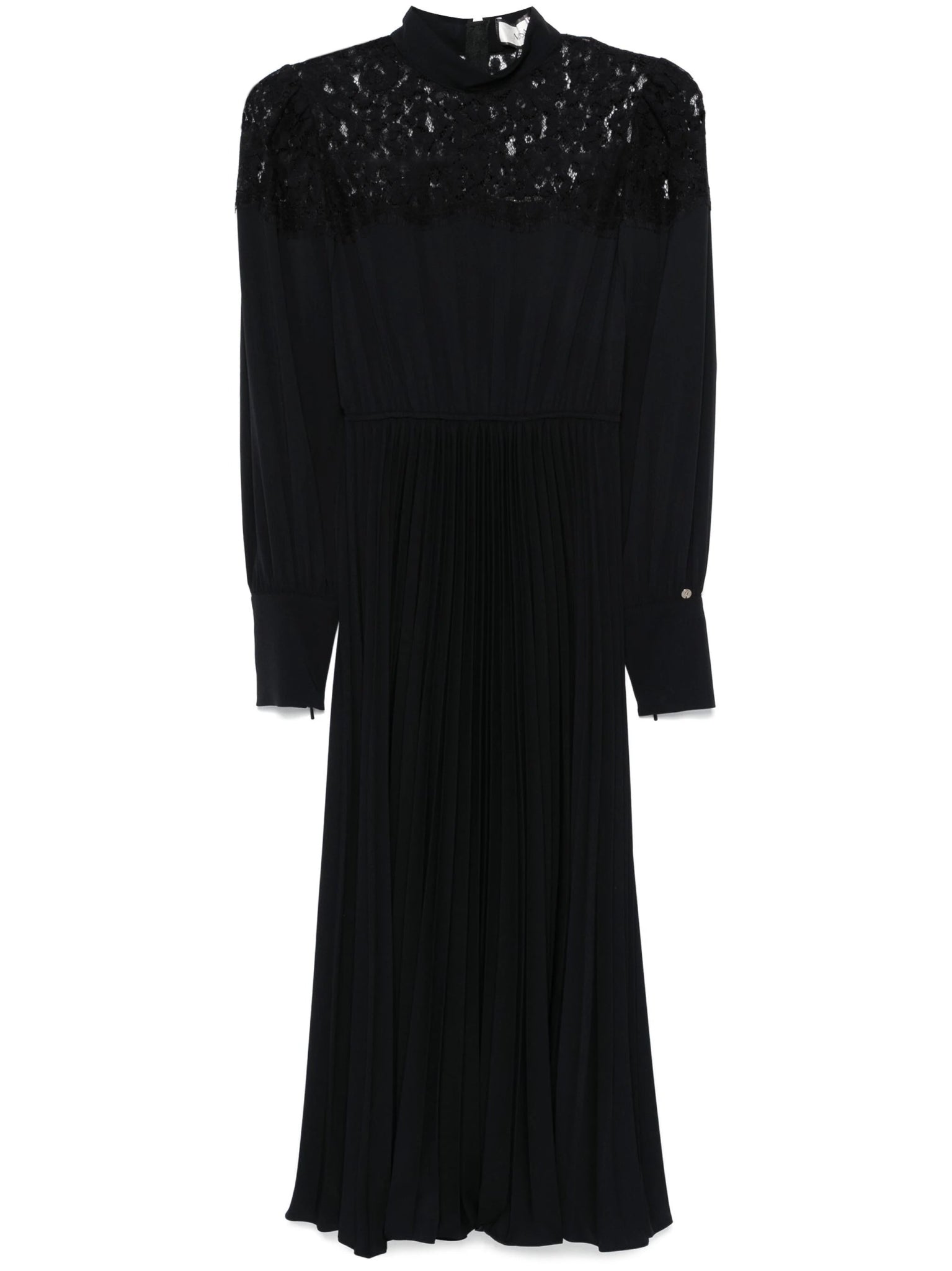 Lace Insert Pleated Midi Dress - BTK COLLECTIONS