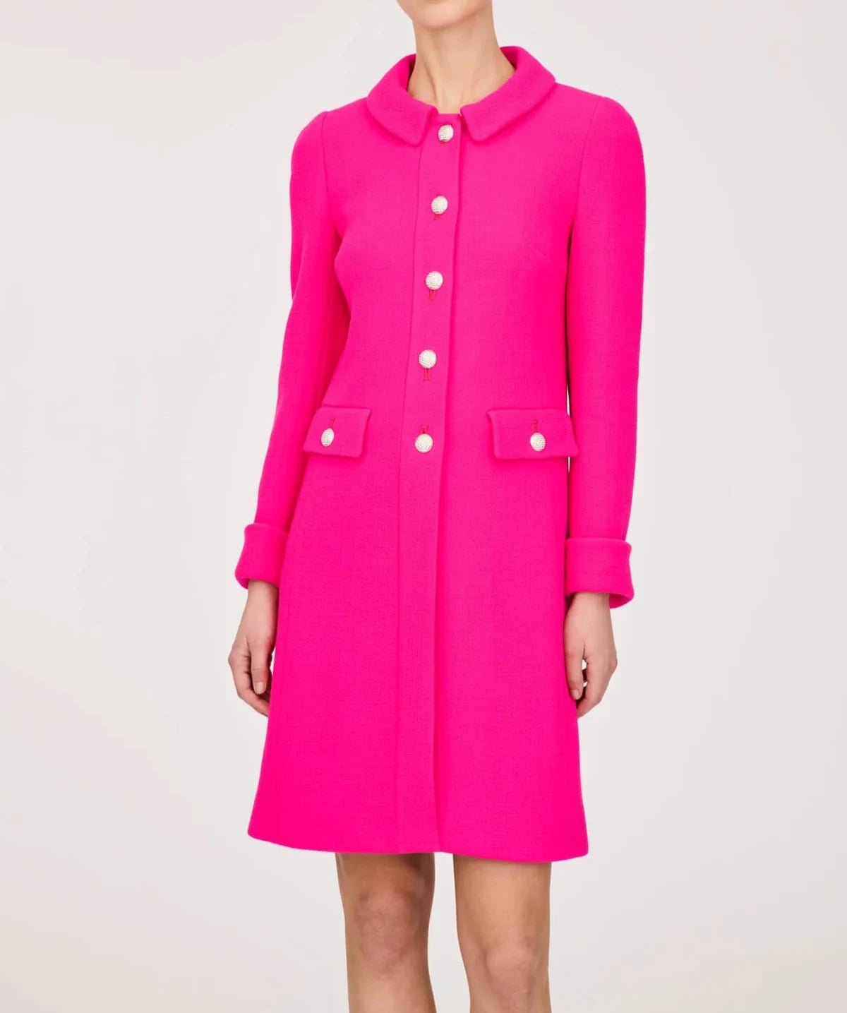 Long wool crepe jacket with jewelled buttons - BTK COLLECTIONS