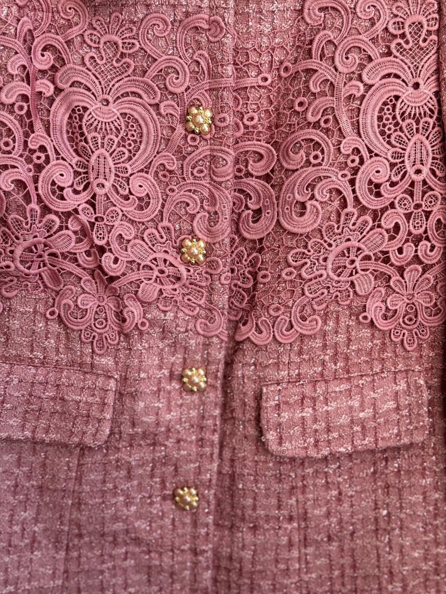 Mid Length With Embroidered Quartz Tweed Jacket - BTK COLLECTIONS