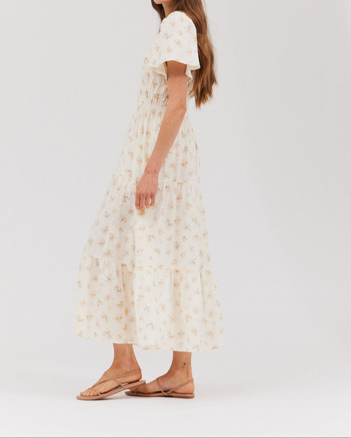 PRINTED GAUZE MIDI DRESS