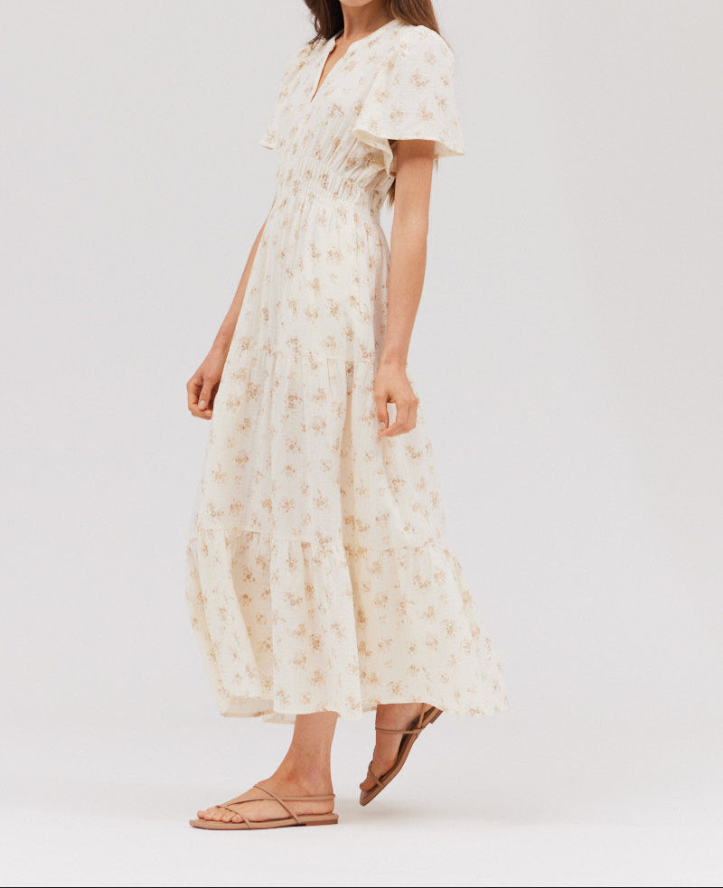 PRINTED GAUZE MIDI DRESS