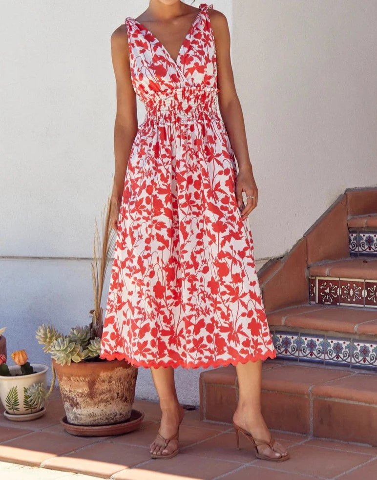 Pami Shoulder Tie Cotton Dress - BTK COLLECTIONS