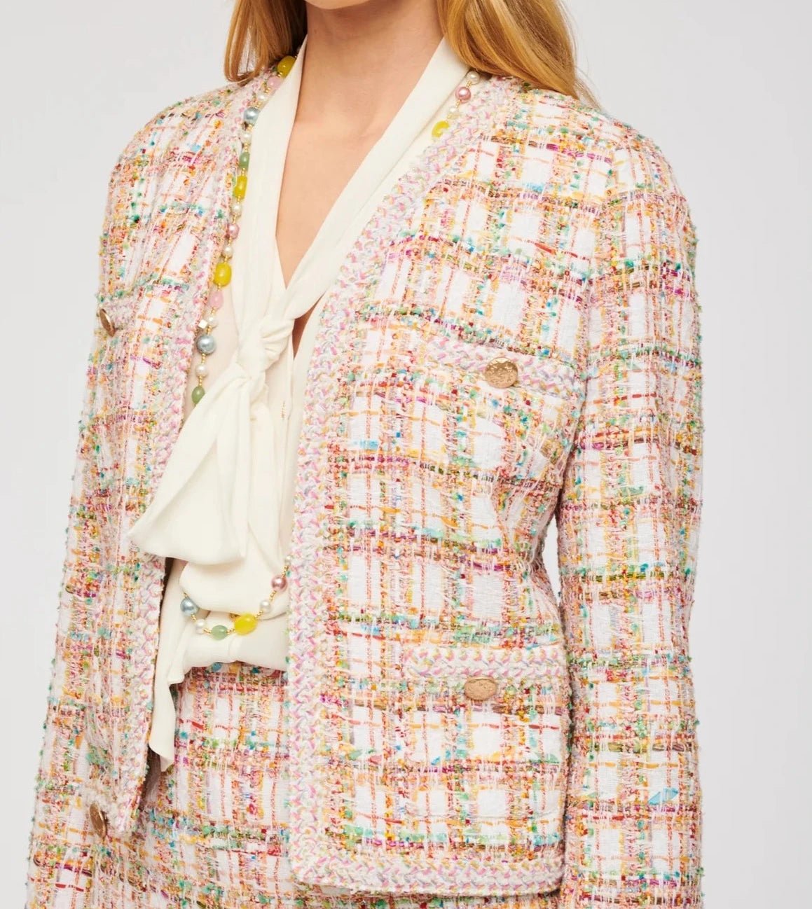 Pastel Long Sleeve Tweed Jacket - BTK COLLECTIONS