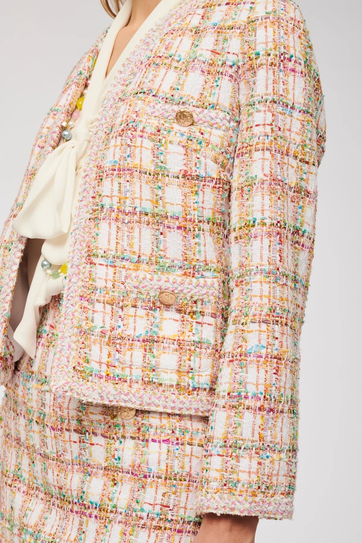 Pastel Long Sleeve Tweed Jacket - BTK COLLECTIONS