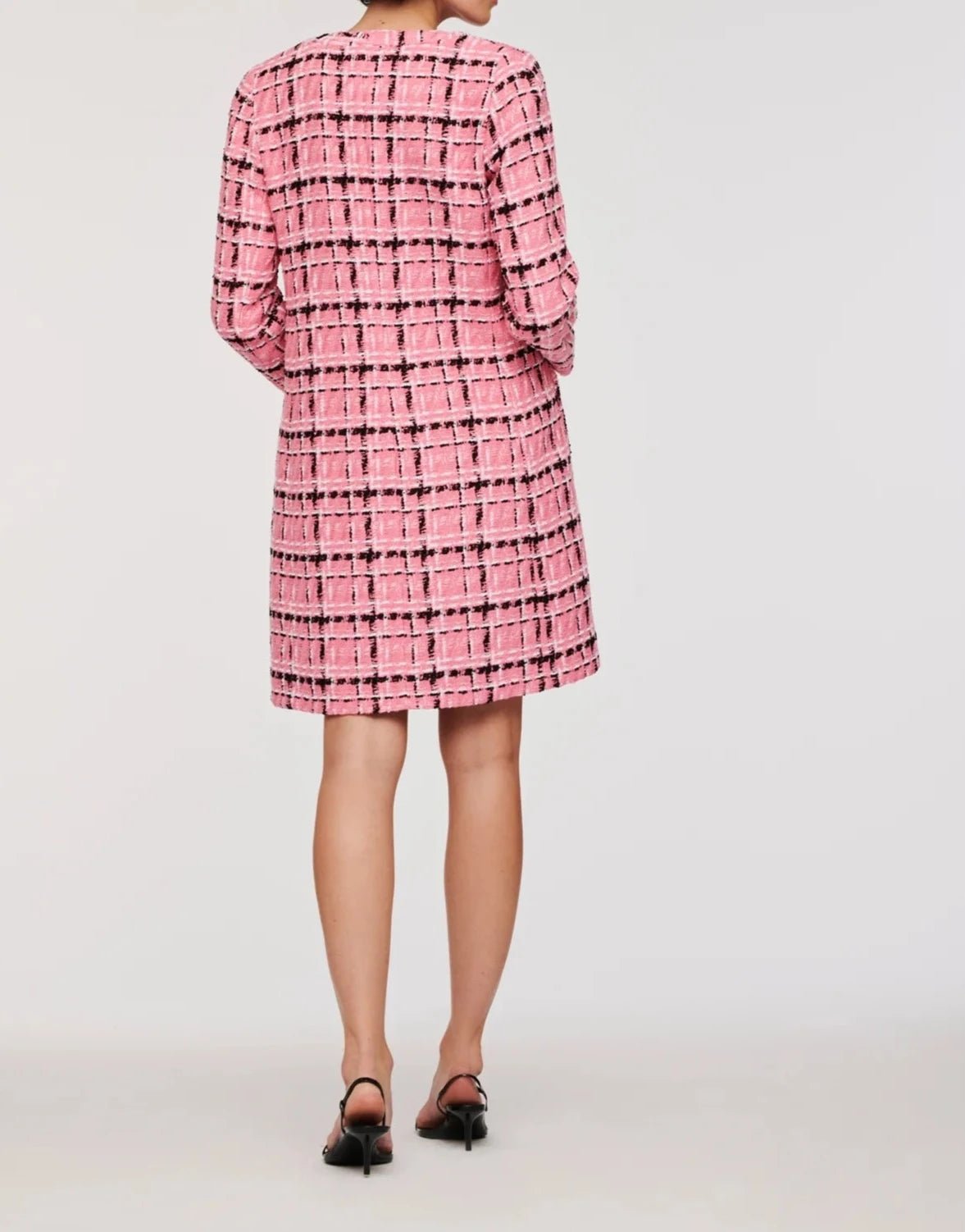 Pink Long tweed check jacket - BTK COLLECTIONS