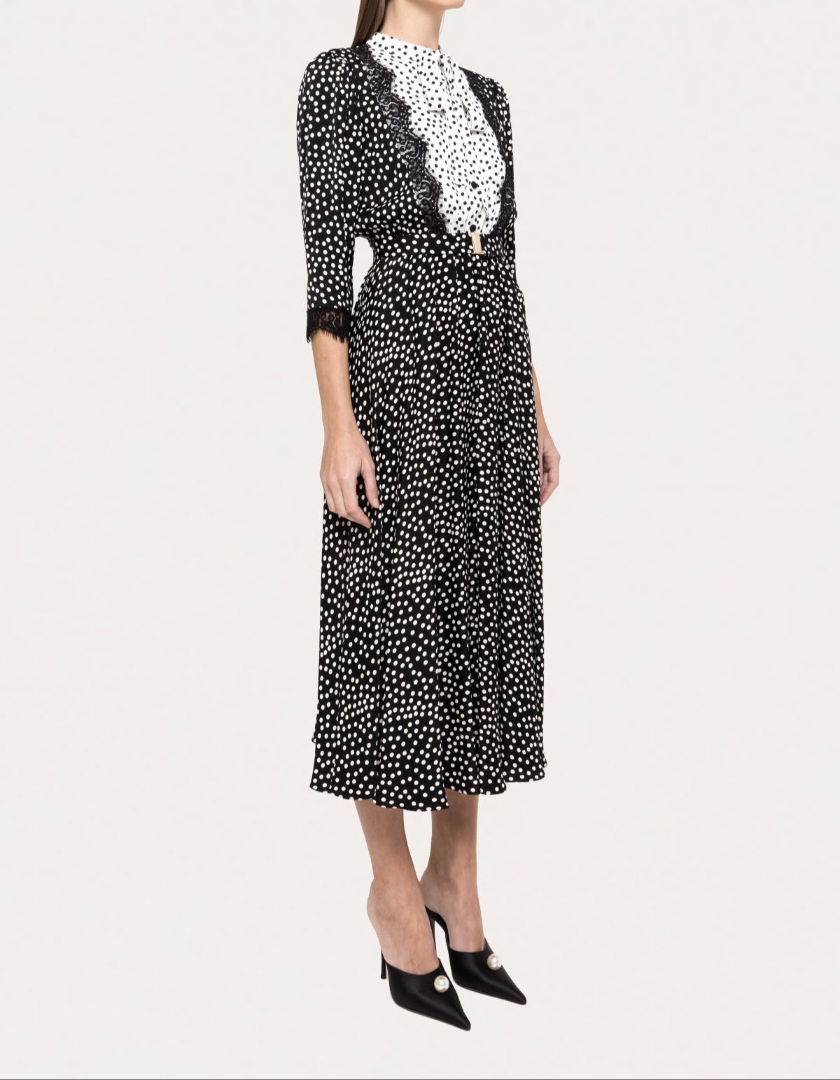 Polka - Dots Viscose Midi Dress - BTK COLLECTIONS