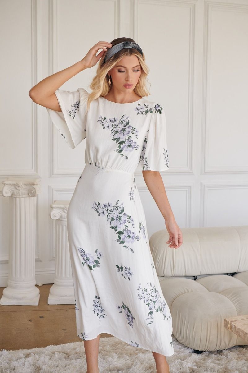 Porto Floral Smocked Midi Dress - BTK COLLECTIONS