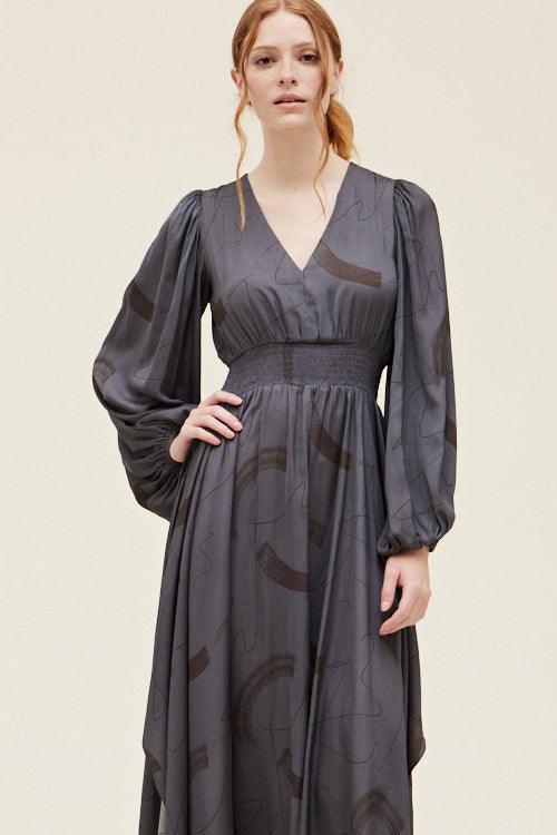 Print Satin Maxi Dress - BTK COLLECTIONS