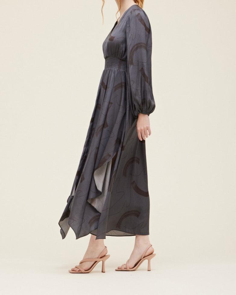 Print Satin Maxi Dress - BTK COLLECTIONS