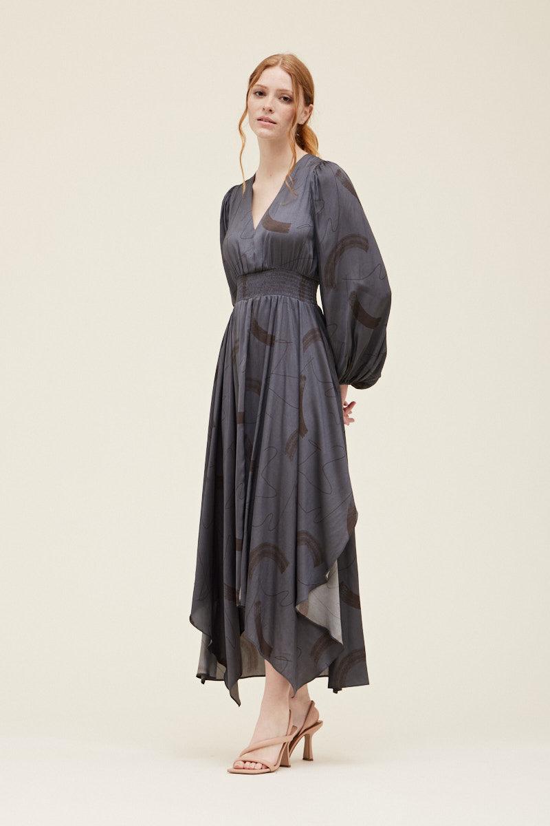 Print Satin Maxi Dress - BTK COLLECTIONS