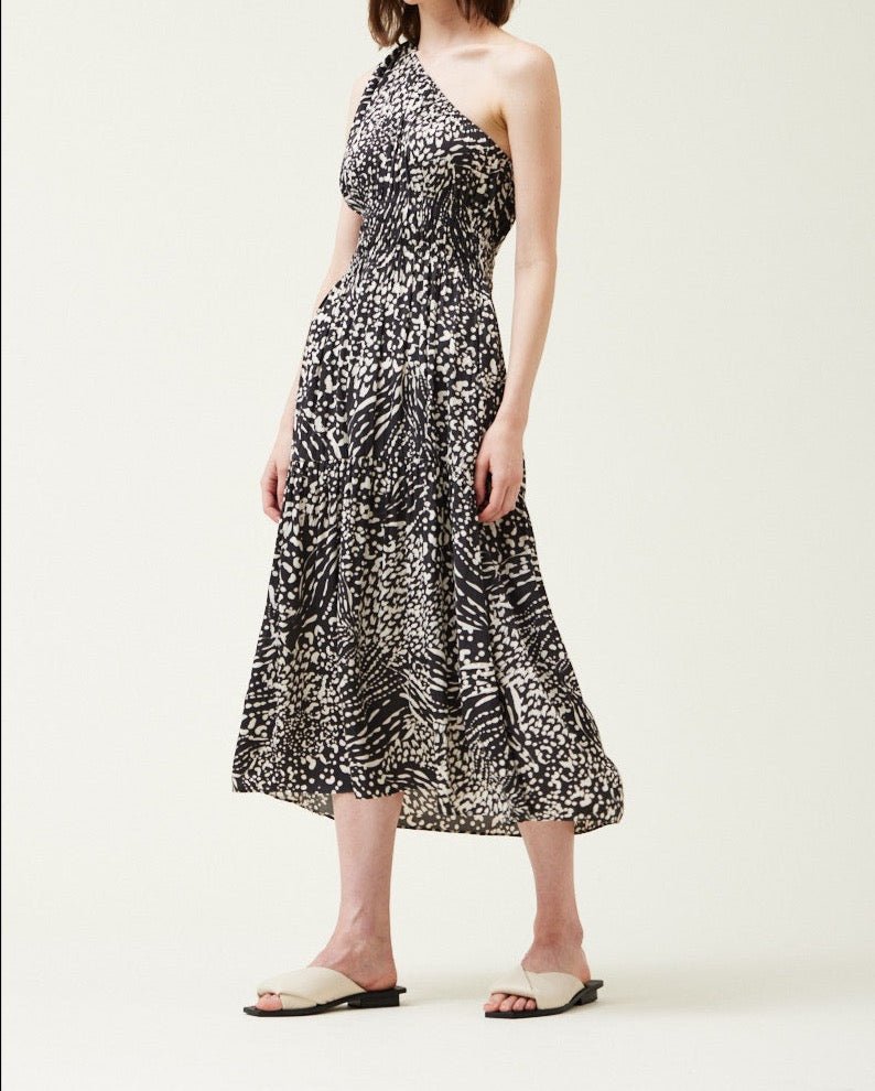 Printed One Shoulder Midi Dress - BTK COLLECTIONS