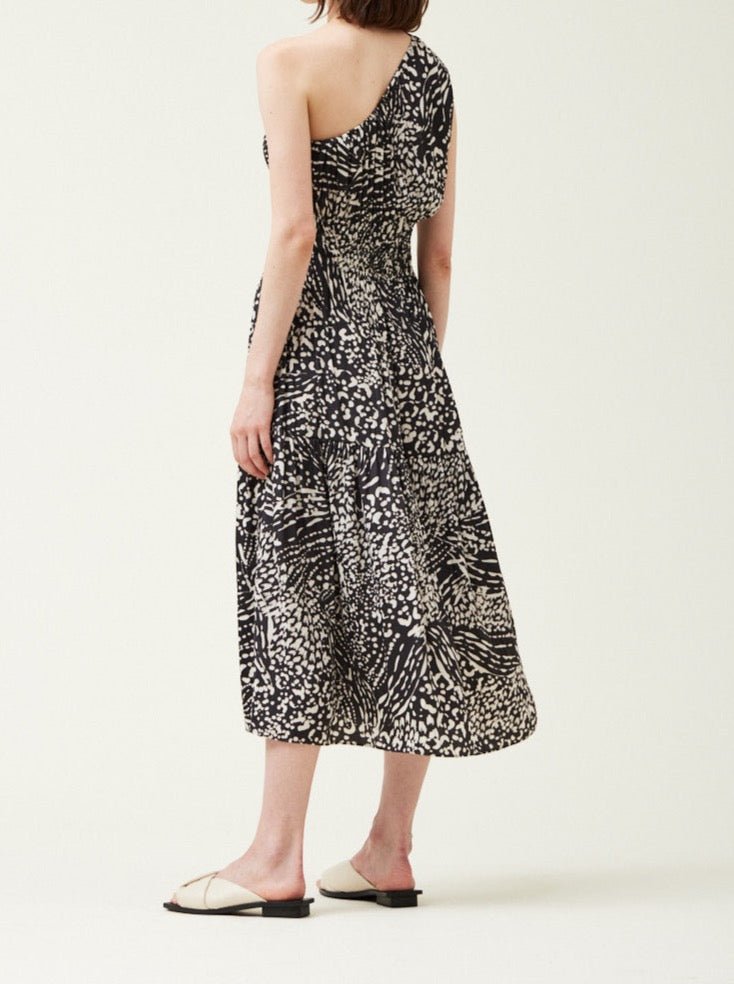 Printed One Shoulder Midi Dress - BTK COLLECTIONS