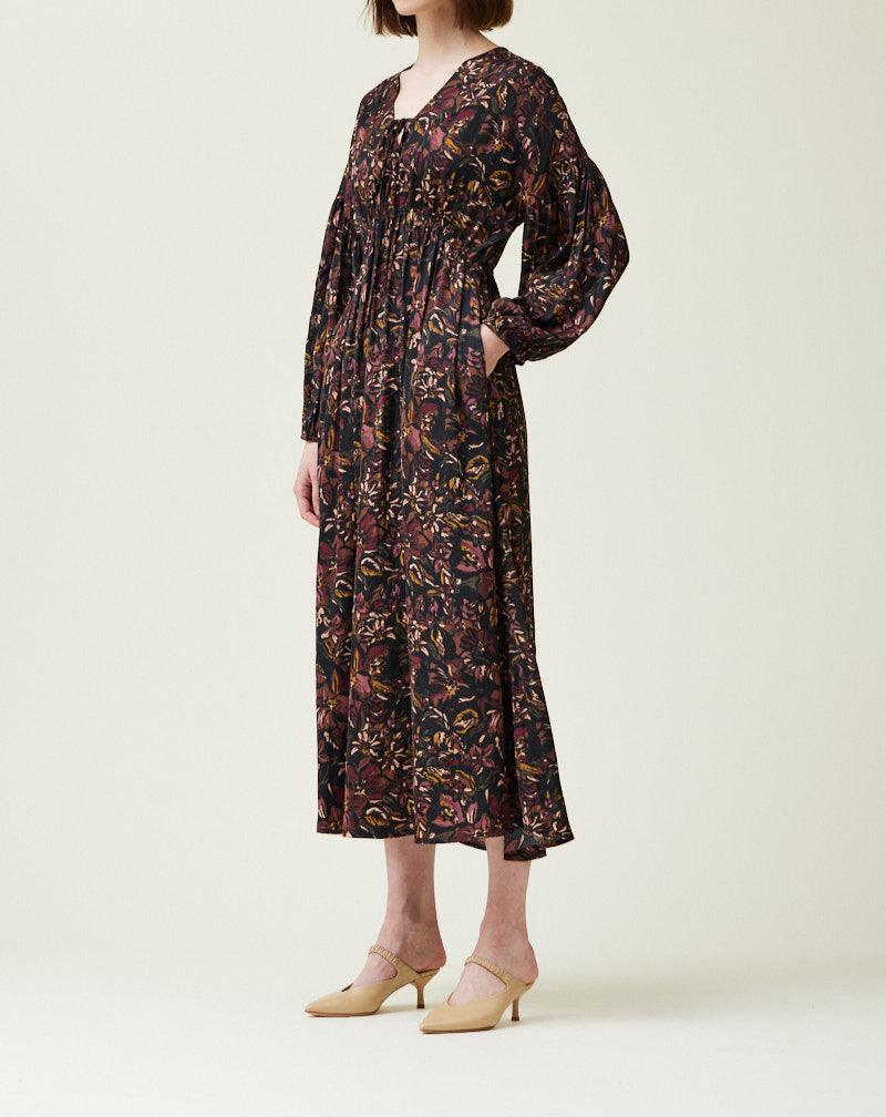 Printed Satin Midi Dress - BTK COLLECTIONS