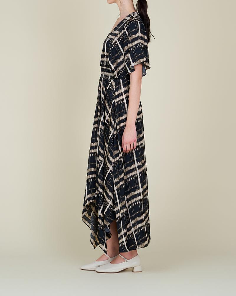 Printed Unbalanced Maxi Dress - BTK COLLECTIONS